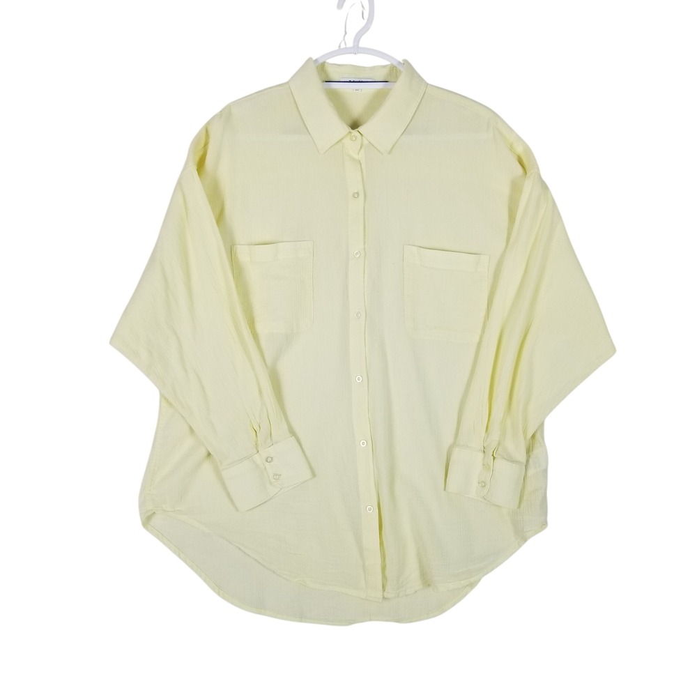 Z Supply Button Down Shirt Womens M/L Yellow Gauze Relaxed ZT213171S